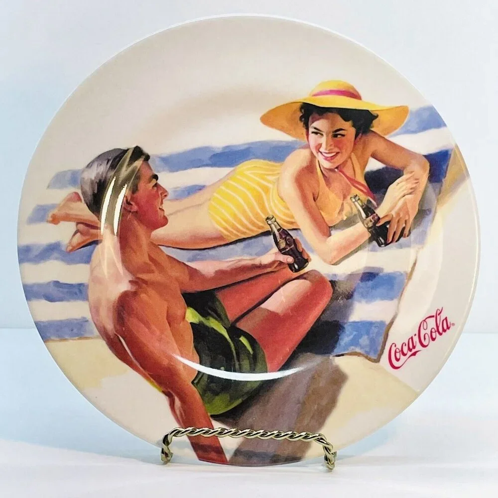 2 Coca Cola Vintage Salad Plates Advertising Retro Glamour Chic 1920's Style